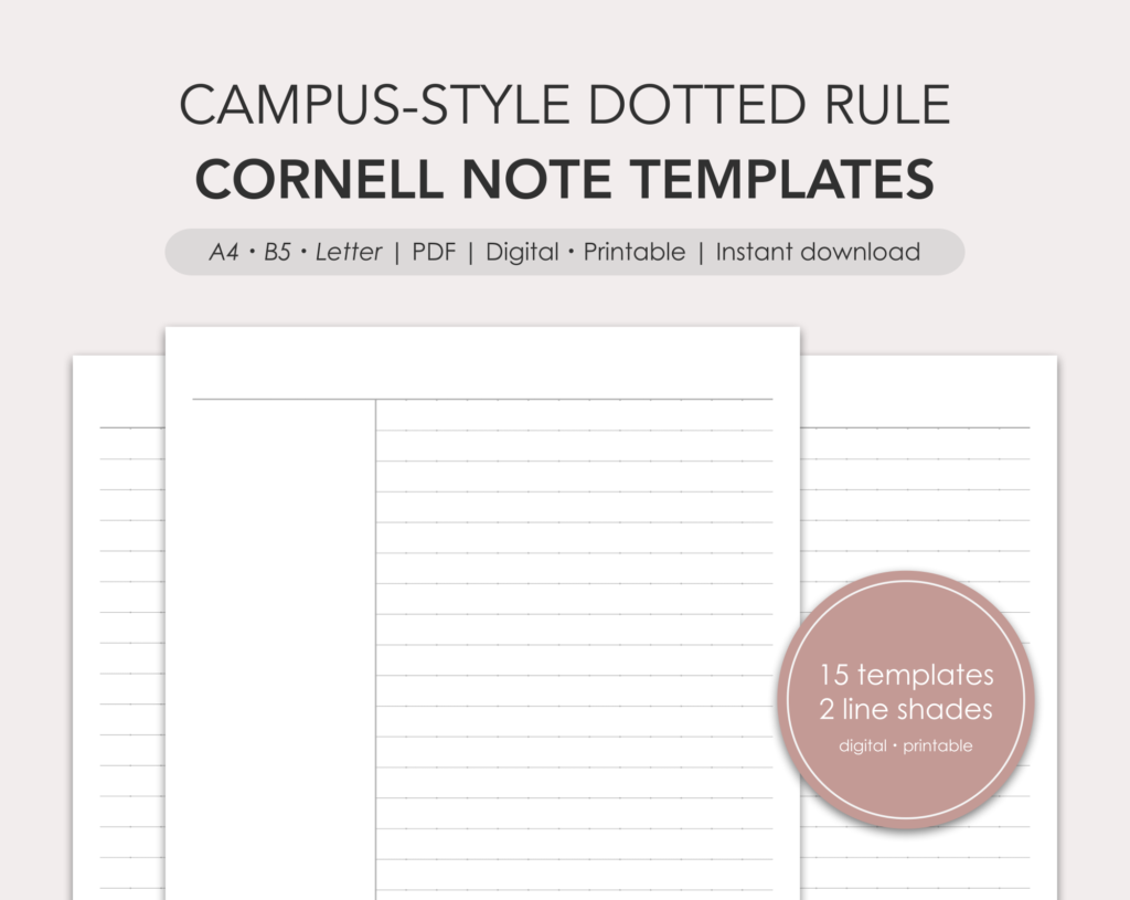Note Print Rule Kokuyo Campus-style dotted rule cornell note paper templates – HappyStudy