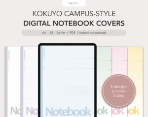 Kokuyo Campus-style digital notebook covers (pastel)