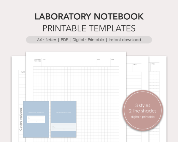 Laboratory notebook, logbook templates