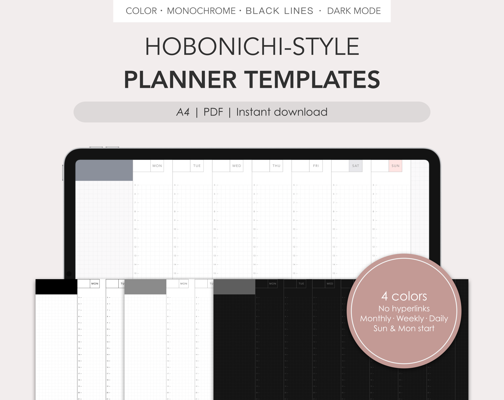 Hobonichi-style individual planner templates