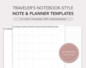 Traveler's Notebook-style note and planner templates