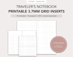Traveler's Notebook Printable 3.7mm Grid Inserts