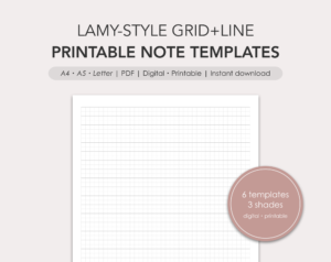 Lamy-style grid and line note paper templates